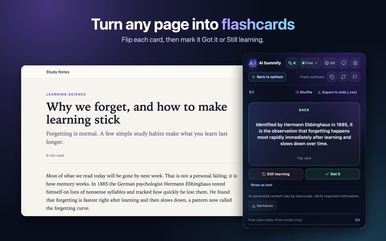 Flashcards generated from an article